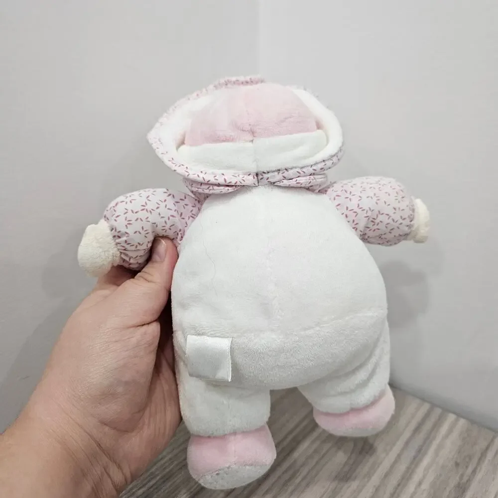 VINTAGE Carter's Baby Girl Plush Doll Rattle Pink White Bunny Rabbit Pocket